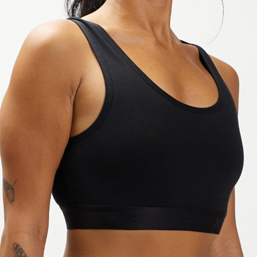 TomboyX Black Compression Longline Sports Bra Large Logo Band